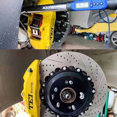 kopen 4 Kolven Racing Caliper Brake Kit Met 355 * 32 MM High Carbon Disc Racing En Brake Pads Voor Hyudnai Veloster 18 Inch Rim online vervaardiging