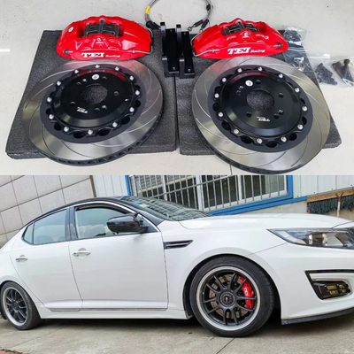 kopen 4 Kolven Racing Caliper Brake Kit Met 330 * 28 MM High Carbon Disc Racing And Brake Pads Voor Kia K3 17 Inch Rim online vervaardiging
