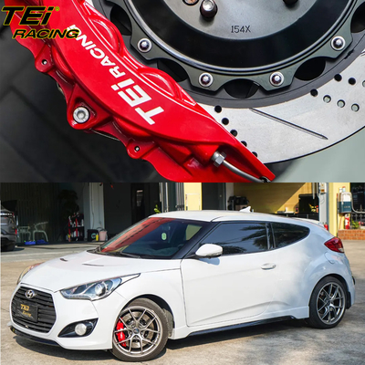 kopen Front Big Brake Kit 4 zuiger klem met 355x28mm rotor BBK auto rem systeem voor Hyundai Veloster 18 inch auto velg online vervaardiging